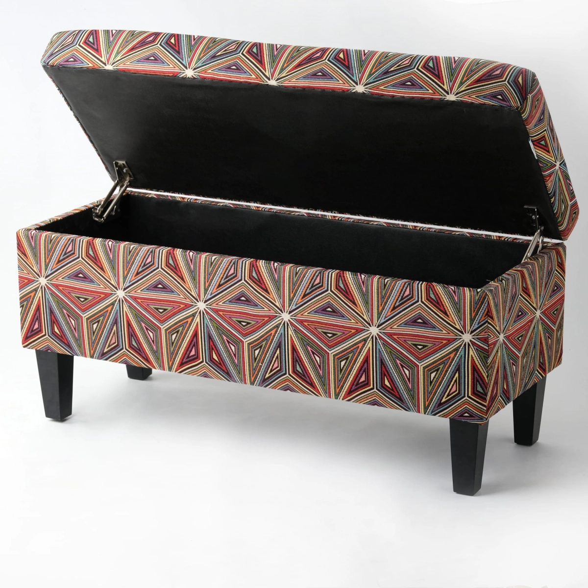 Pouf contenitore con rivestimento floreale colorato, ideale per interni accoglienti