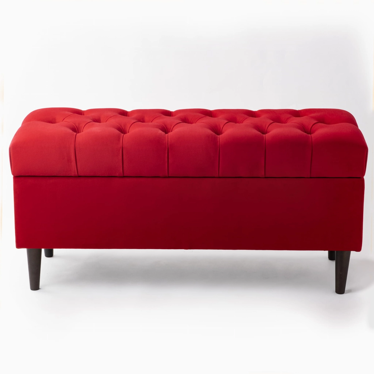 Pouf trapuntato con contenitore in rosso intenso, una soluzione confortevole ed esteticamente gradevole