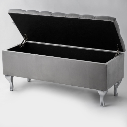 cassapanca trapuntata con seduta in grigio