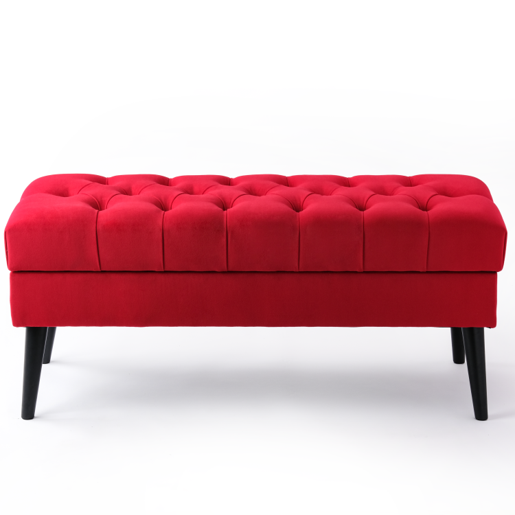 pouf rosso con vano portaoggetti