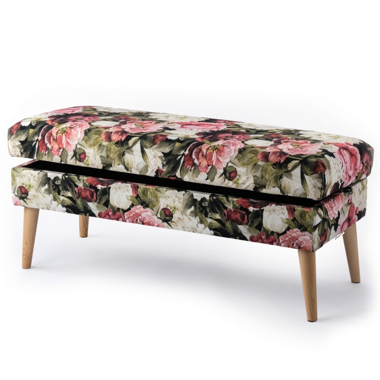 Pouf contenitore imbottito a fiori