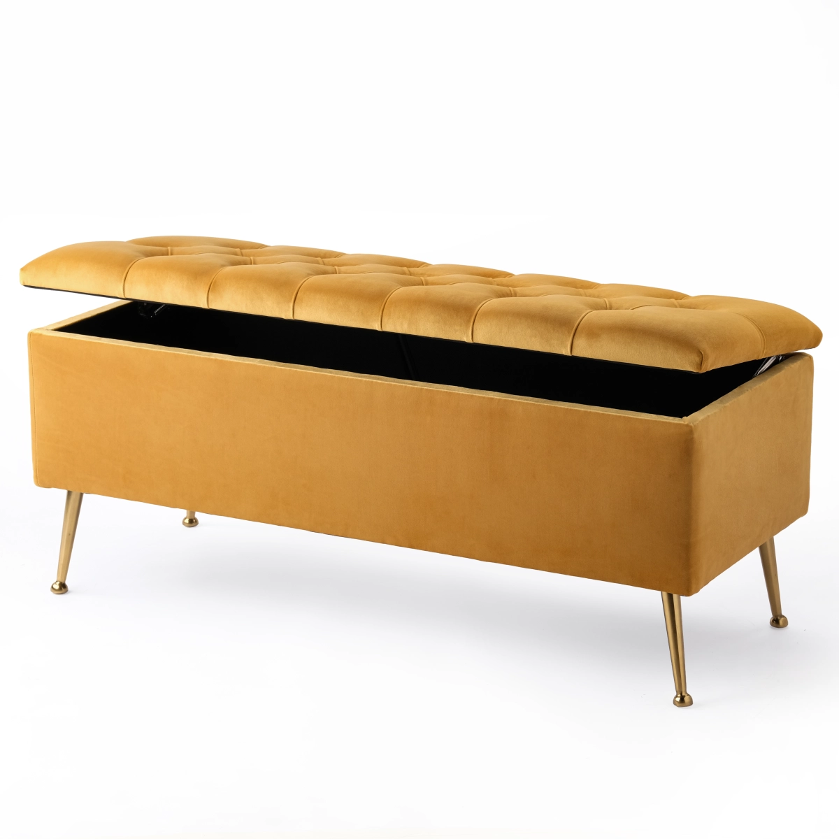 Pouf trapuntato con contenitore in papaya, un elemento arredo elegante e pratico per gli interni