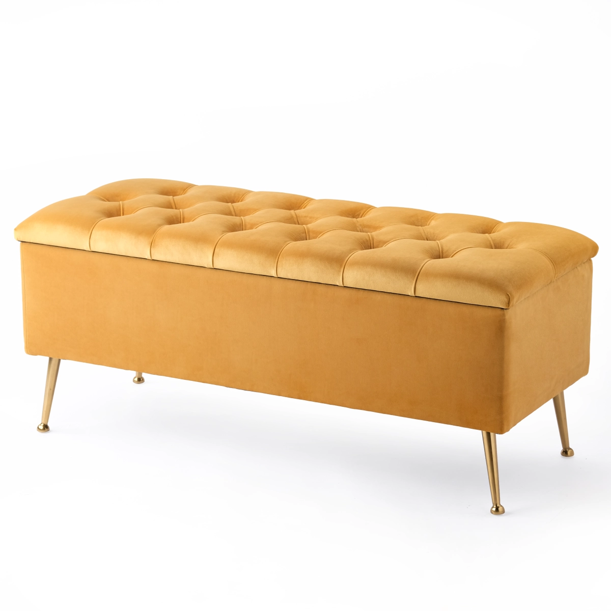 Pouf trapuntato con contenitore in papaya, un elemento arredo elegante e pratico per gli interni