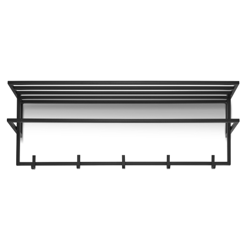 Scaffale da parete nero con ripiano in acciaio per corridoio