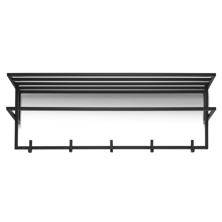 Scaffale da parete nero con ripiano in acciaio per corridoio