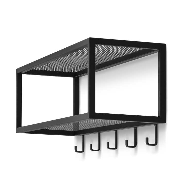 Appendino in metallo nero con ripiano