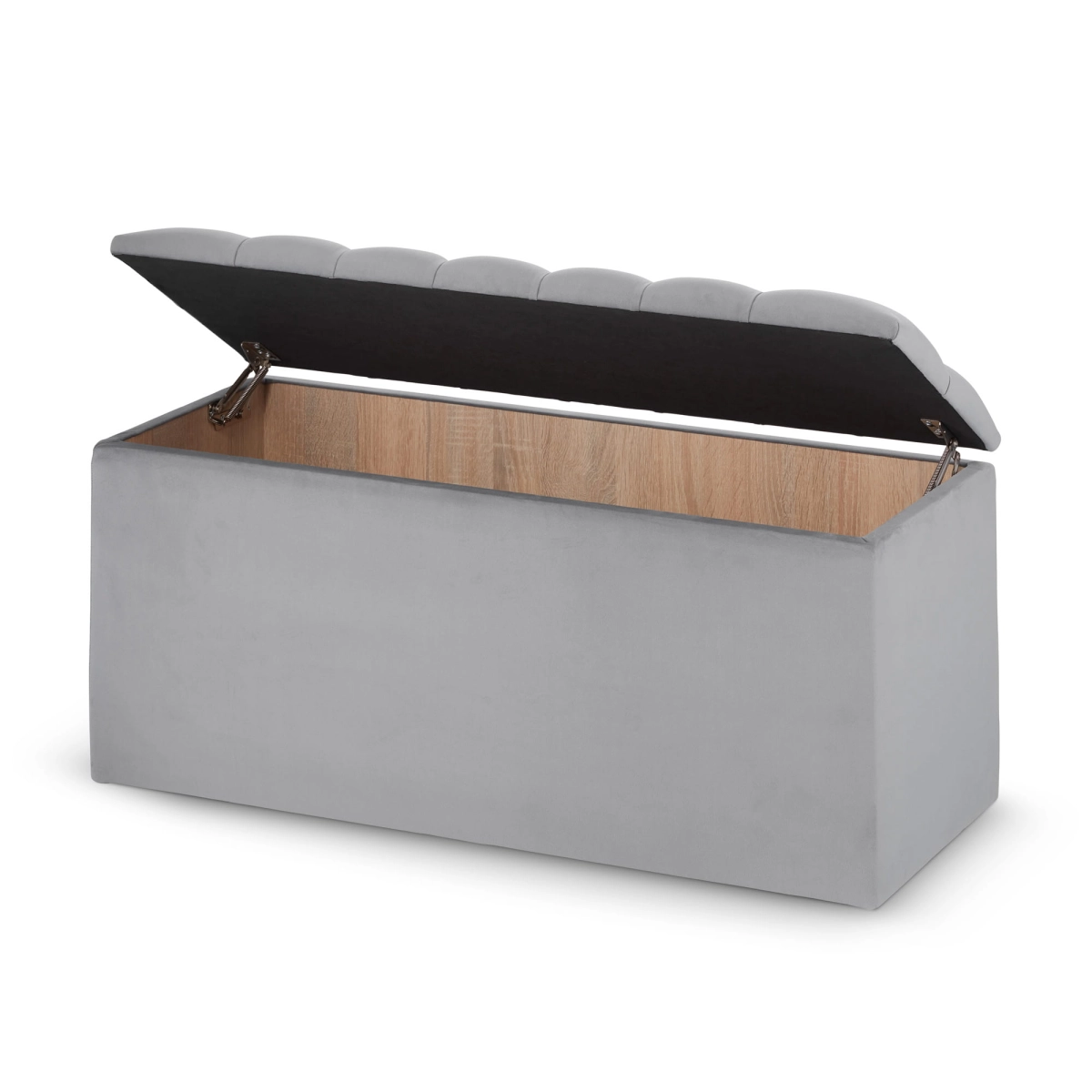 pouf trapuntato con portaoggetti, ampio baule con seduta
