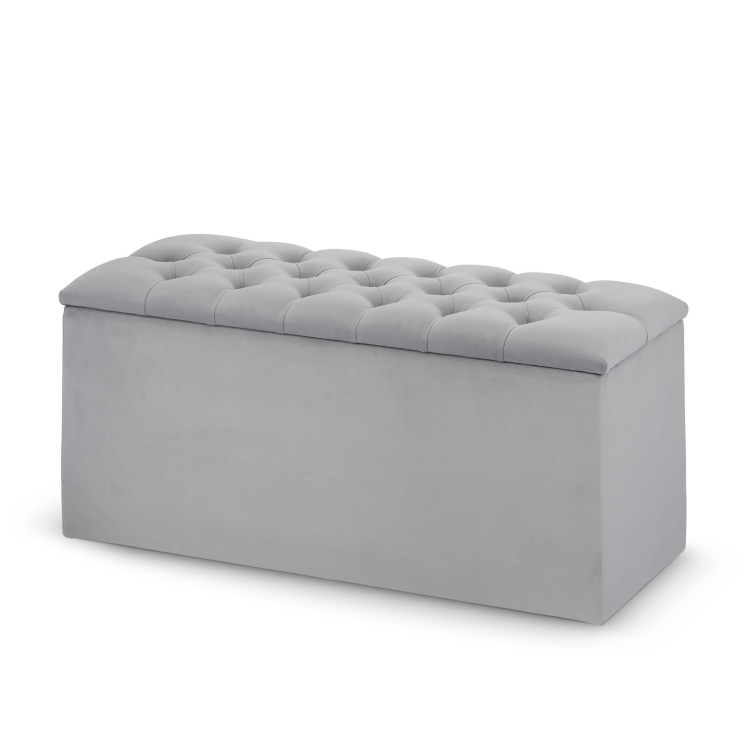 pouf trapuntato con portaoggetti, ampio baule con seduta