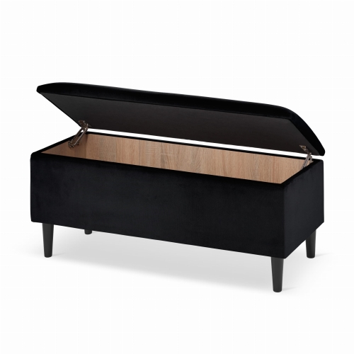 pouf da corridoio nero con vano portaoggetti