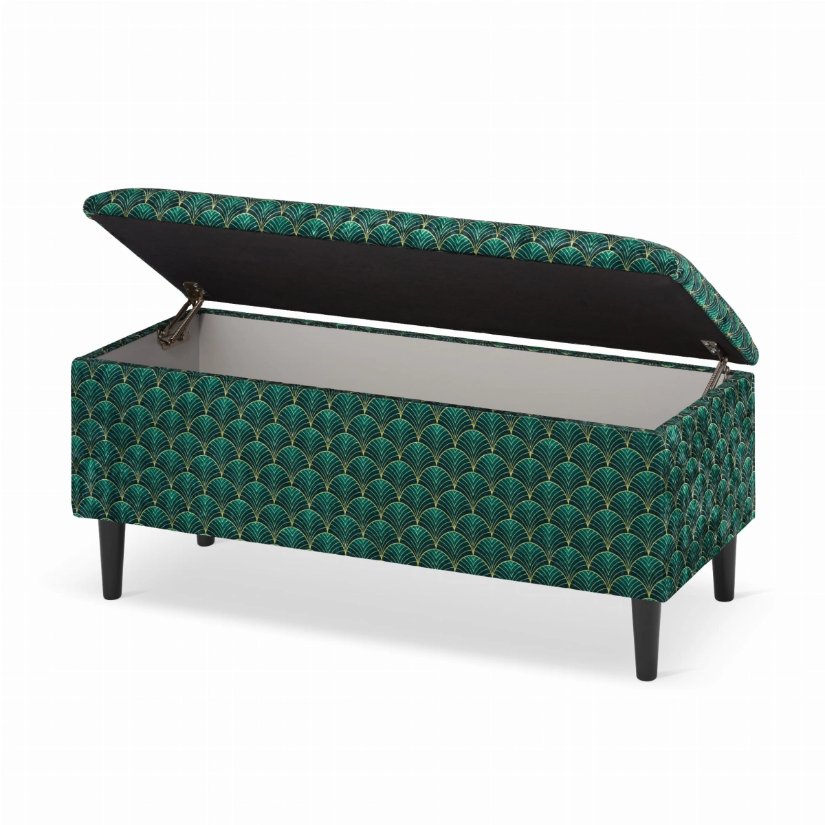 pouf verde con vano portaoggetti