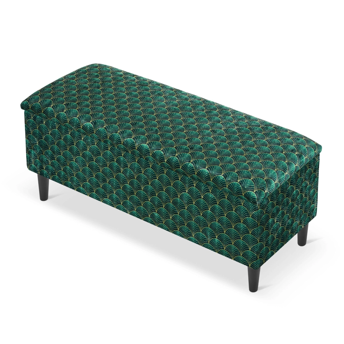 pouf verde con vano portaoggetti