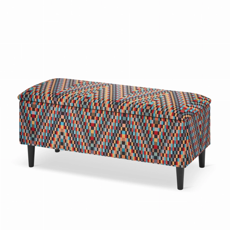 pouf colorato con vano portaoggetti