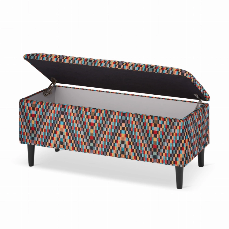 pouf colorato con vano portaoggetti