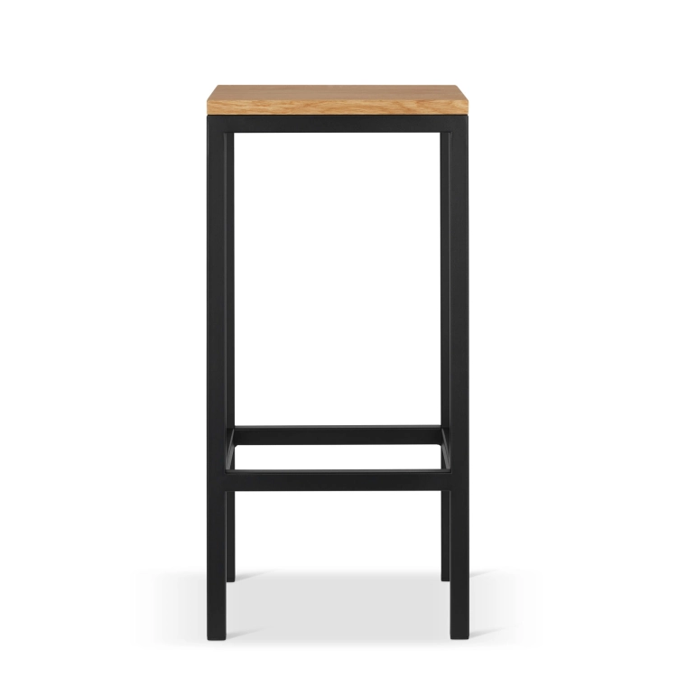 hocker in metallo con sedile in legno
