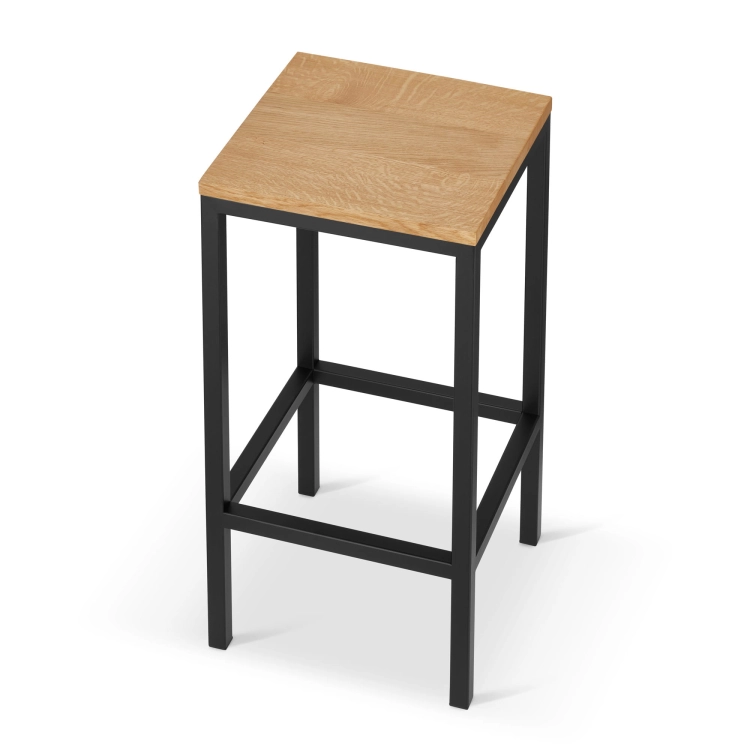 hocker in metallo con sedile in legno