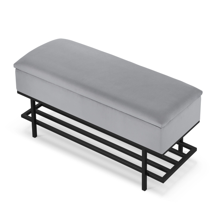 scatola da scarpe grigia con ripiano