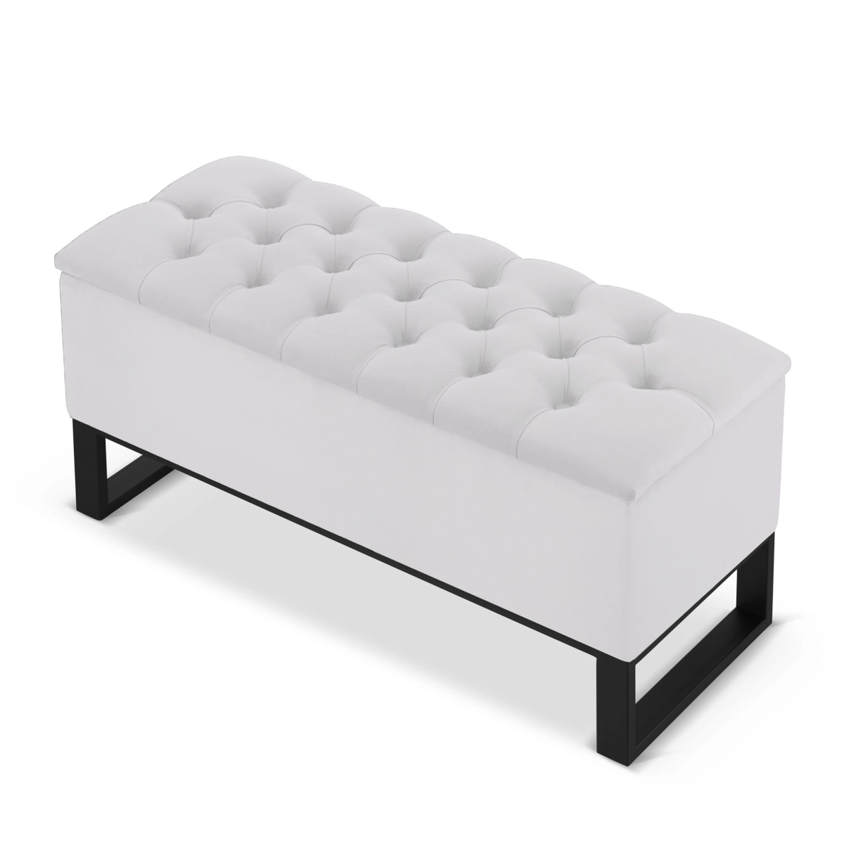 Pouf industriale con contenitore, trapuntato con base in acciaio