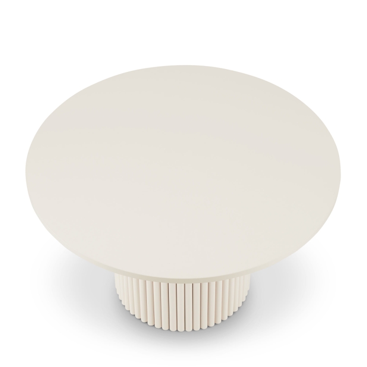Tavolino moderno beige con base scanalata ideale per ambienti minimalisti