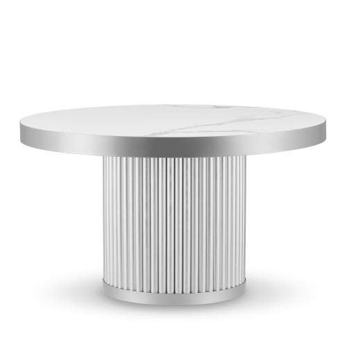 tavolino in pietra con piano bianco