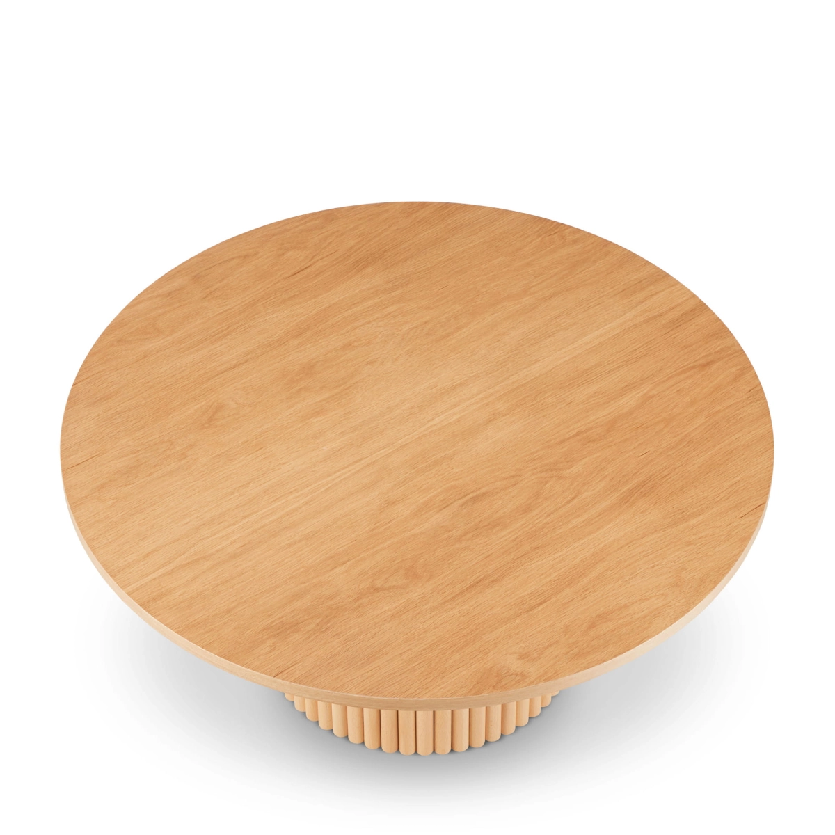 Tavolino moderno in legno con base scanalata