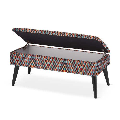 Elegante pouf trapuntato con contenitore in rivestimento colorato