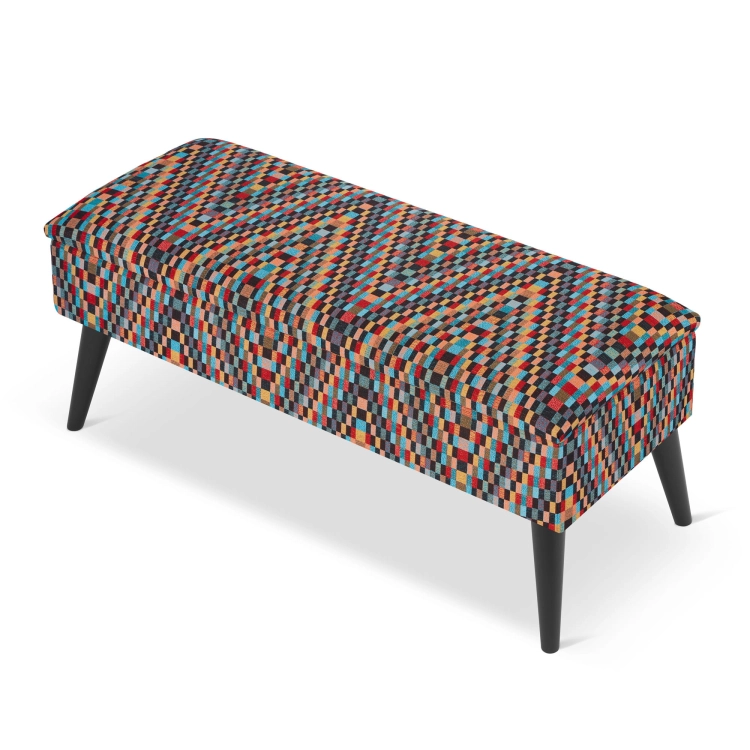Pouf trapuntato colorato con vano portaoggetti