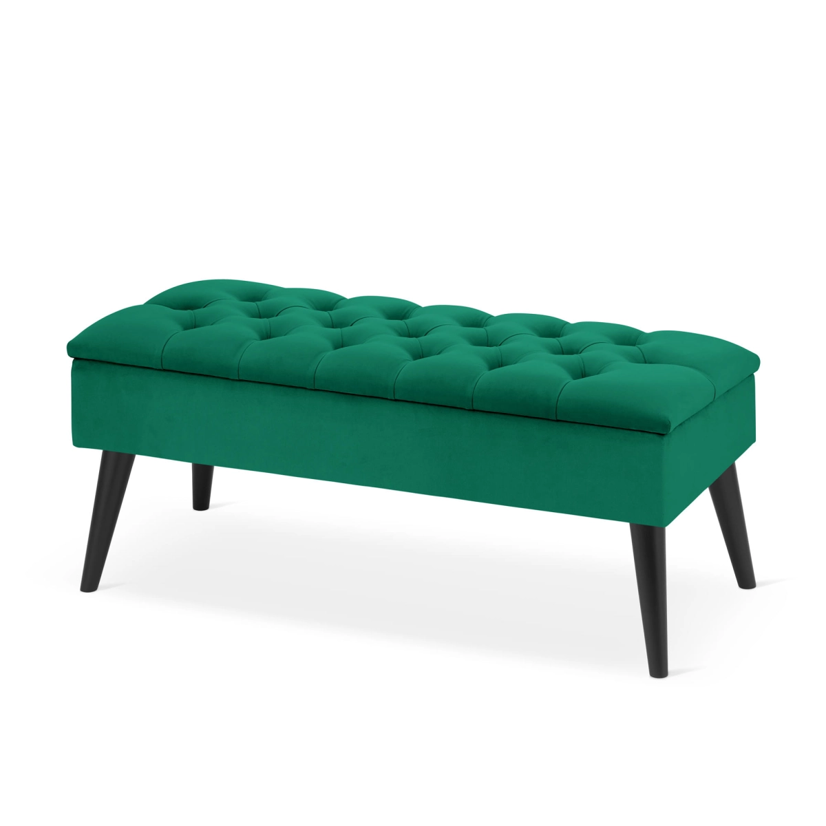 Pouf trapuntato con contenitore in verde bottiglia