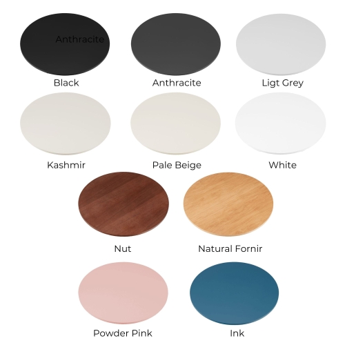 Piani colorati per tavolini da caffè realizzati con pannelli per mobili