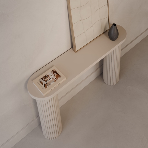 Consolle da ingresso in cashmere con gambe scanalate