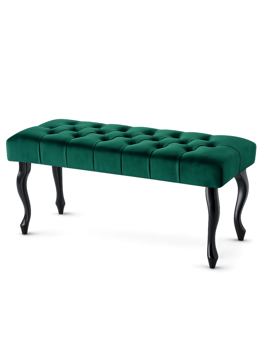 Panca Chesterfield imbottita in nero per il corridoio