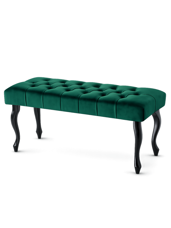 Panca Chesterfield imbottita in nero per il corridoio