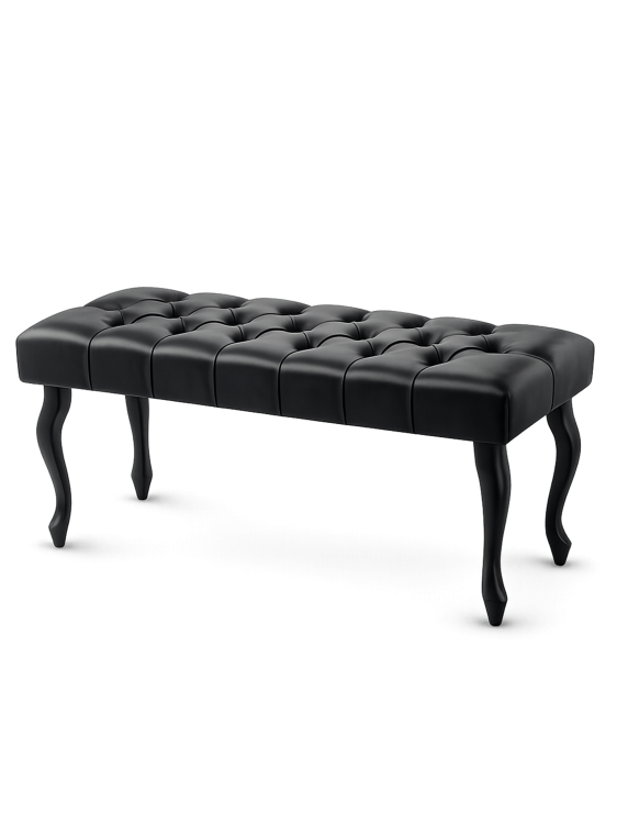 Czarna pikowana ławka z tapicerką skórzaną połączenie funkcjonalności i ponadczasowej elegancji