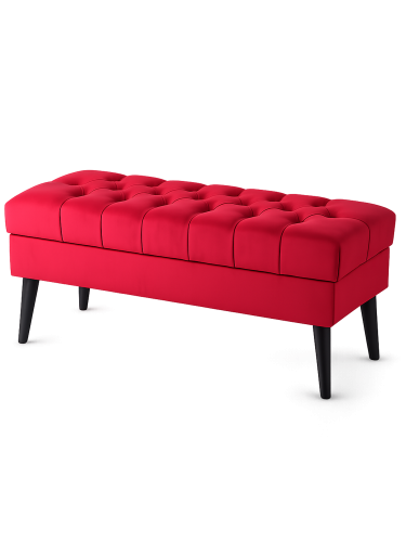 pouf rosso con contenitore per la camera da letto