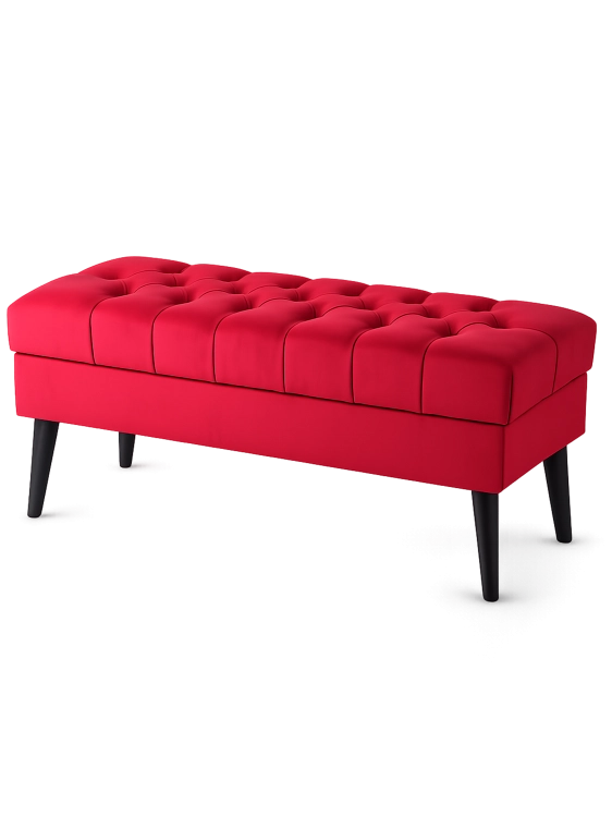 pouf rosso con contenitore per la camera da letto