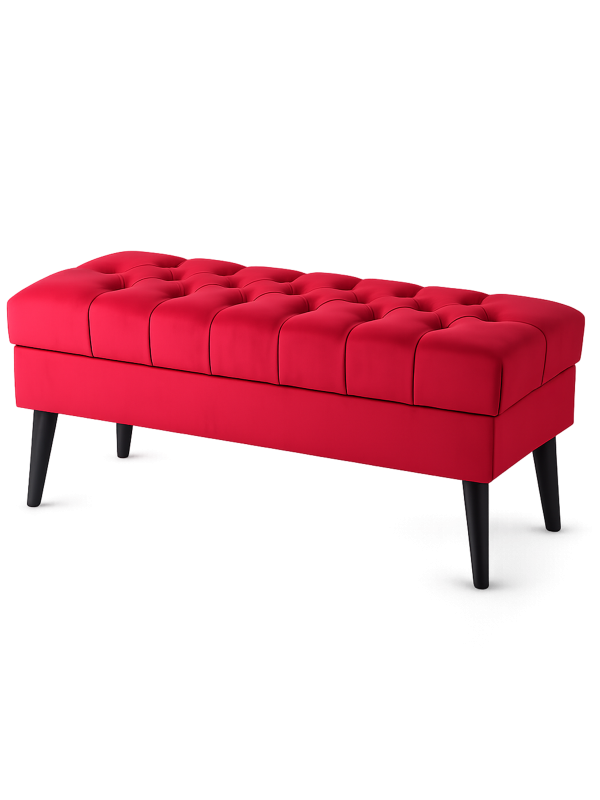pouf rosso con contenitore per la camera da letto