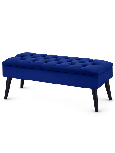 Pouf trapuntato in blu navy con vano portaoggetti, un accessorio elegante e capiente