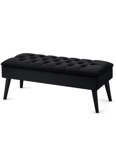 Pouf trapuntato con contenitore in nero, un mobile elegante e funzionale