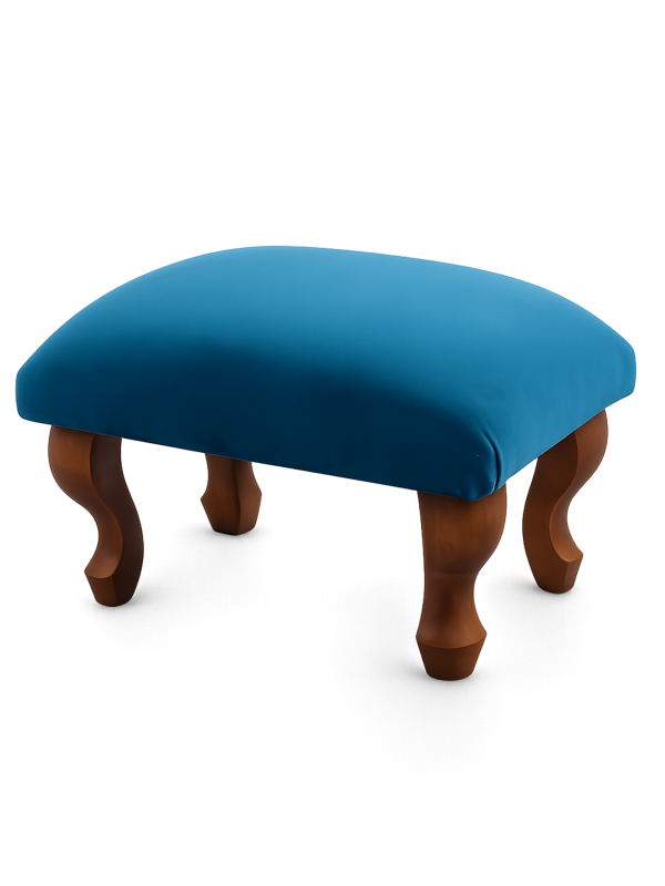 Poggiapiedi imbottito di colore blu, un accessorio comodo ed elegante