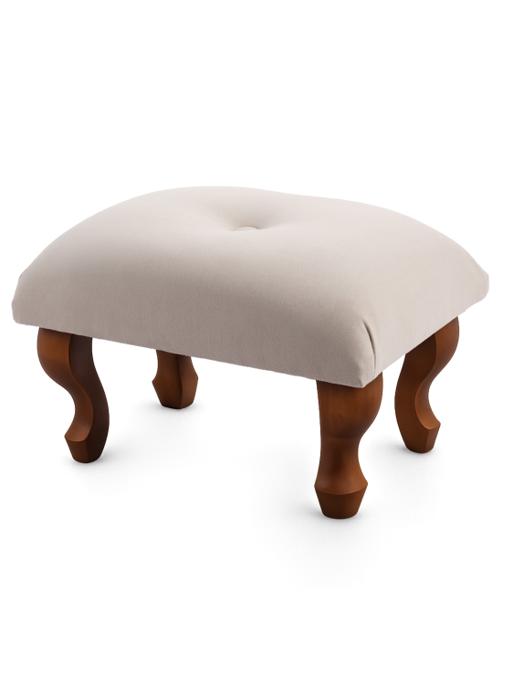 Nowoczesny pikowany taboret w kolorze latte, praktyczny i estetyczny