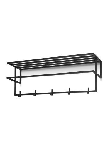Scaffale da parete nero con ripiano in acciaio per corridoio