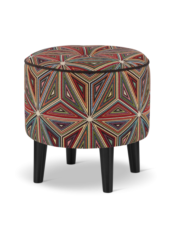 okrągła pufa w geometryczne wzory