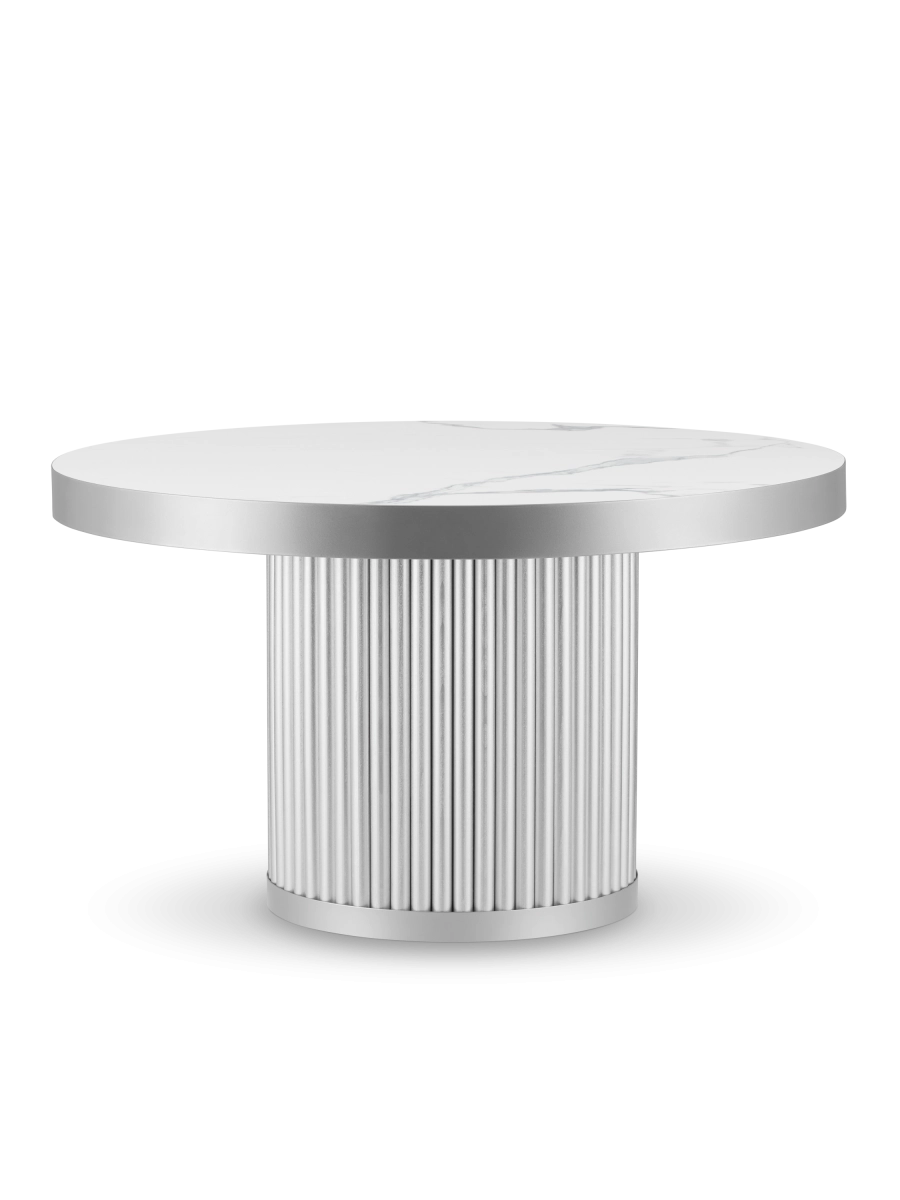 tavolino in pietra con piano bianco