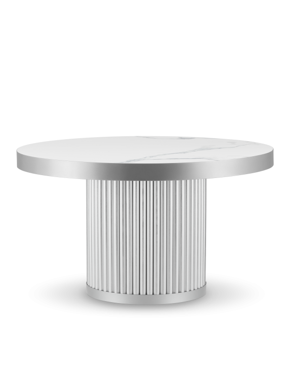 tavolino in pietra con piano bianco
