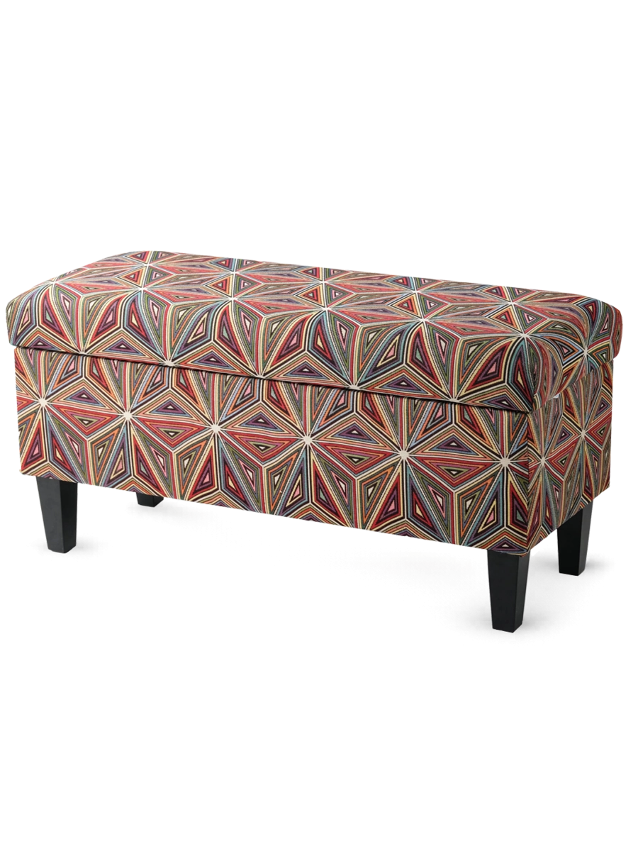 Pouf trapuntato con contenitore floreale, funzionale e decorativo per il soggiorno o la camera da letto