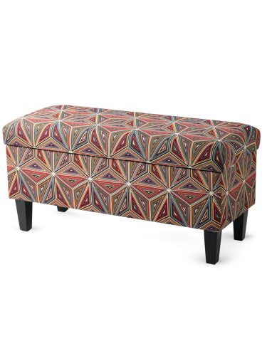 Pouf trapuntato con contenitore floreale, funzionale e decorativo per il soggiorno o la camera da letto