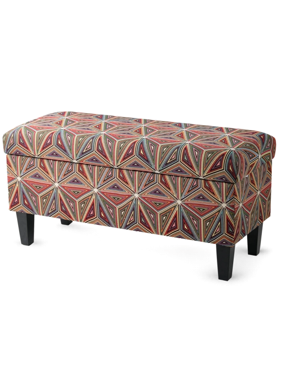 Pouf trapuntato con contenitore floreale, funzionale e decorativo per il soggiorno o la camera da letto