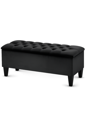 Pouf moderno trapuntato con contenitore in nero