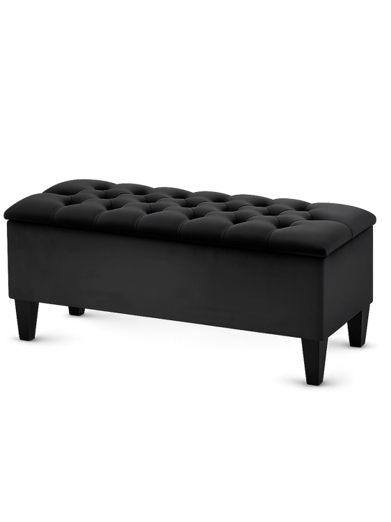 Pouf moderno trapuntato con contenitore in nero