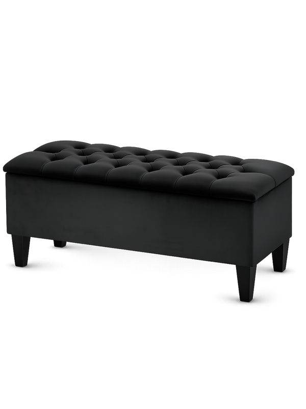 Pouf moderno trapuntato con contenitore in nero
