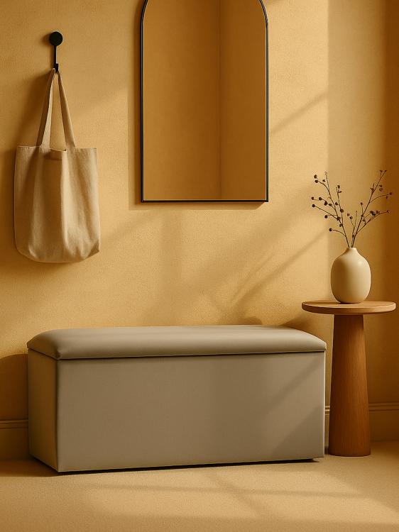 grauer Sitzsack mit Staufach